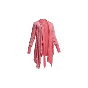 Icebreaker Merino Wool Bliss Pink Stripe Cardigan Sweater Wrap Size L